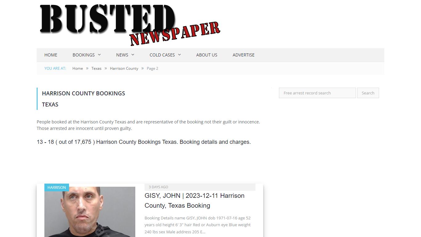 Harrison County, TX Mugshots - page 2 - BUSTED NEWSPAPER