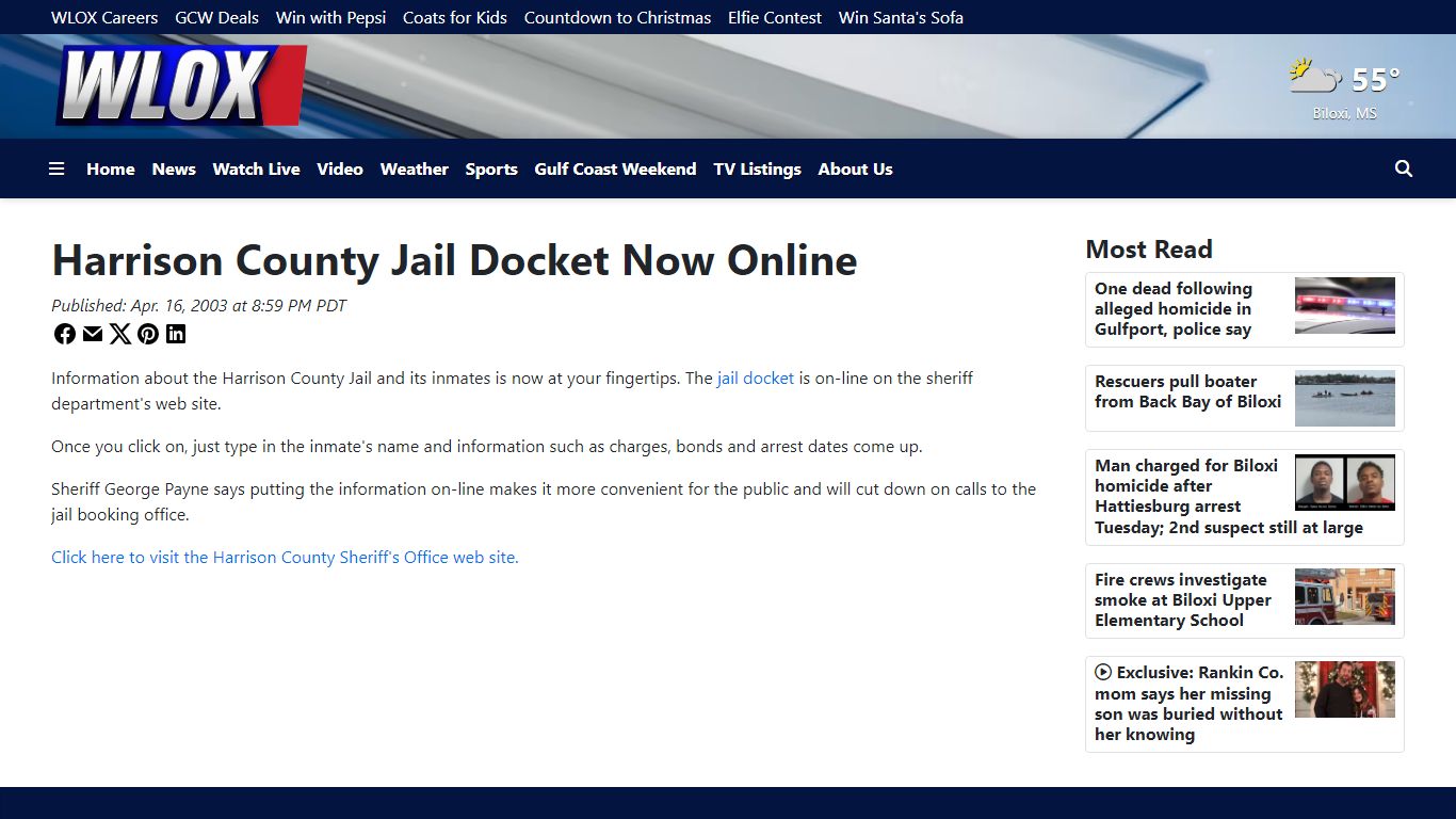 Harrison County Jail Docket Now Online - WLOX